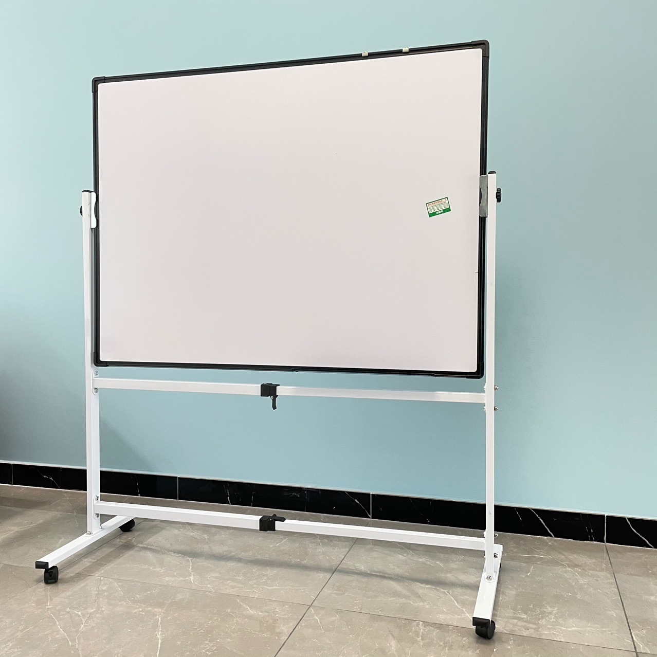 移动白板绿板黑板单面双面翻转带刹车加厚支架式落地办公教学磁性