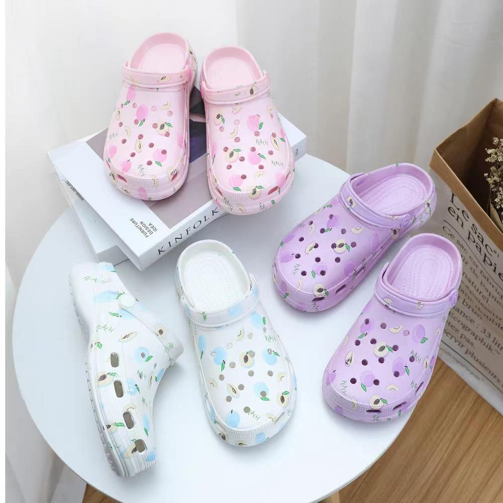 Summer Platform Coros Shoes Jelly Beach Shoes Girl Garden Student Flat Non-Slip Closed-Toe Slippers Another Female