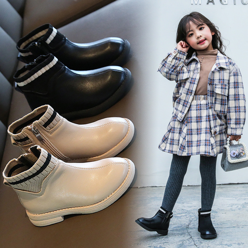 女童短靴皮鞋2020新款靴子儿童鞋秋冬季单靴时尚英伦风加绒马丁靴