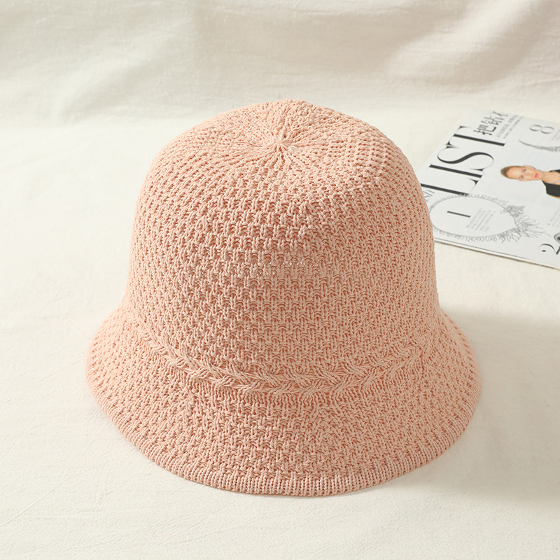 2023 Spring/Summer New Style Fisherman Hat Korean Style Sun-Proof Basin Hat Breathable Knitted Thin Foldable Sun Protection Sun Hat
