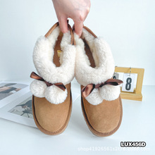 澳洲AUSLUX保暖防滑可爱泰迪毛球牛绒面羊毛内里雪地靴LUX456D