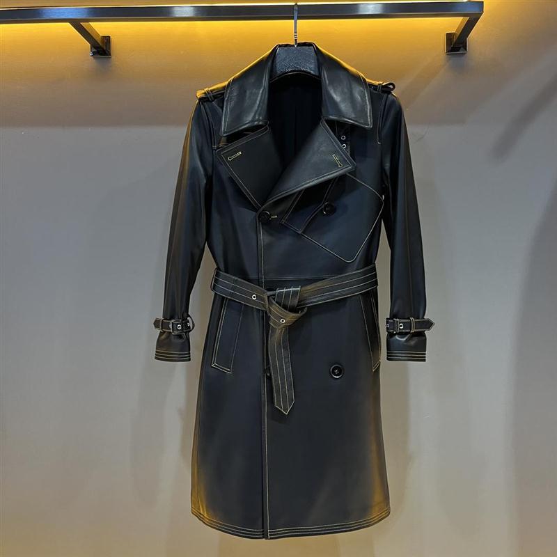 柏特乔威正品店高启强同款绵羊皮真皮大衣男士战壕风衣长款皮衣男