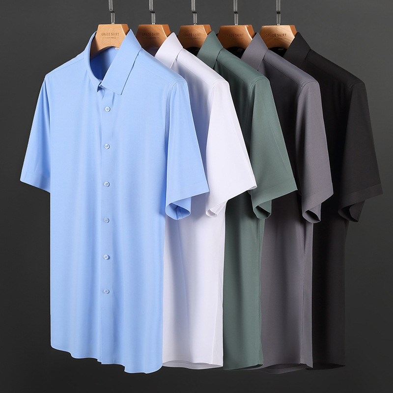 Export to Europe and America Foreign Trade Original Single Hotel Formal Wear Work Clothing Seamless Shirt Men's Short-Sleeved Shirt Men's Shirt