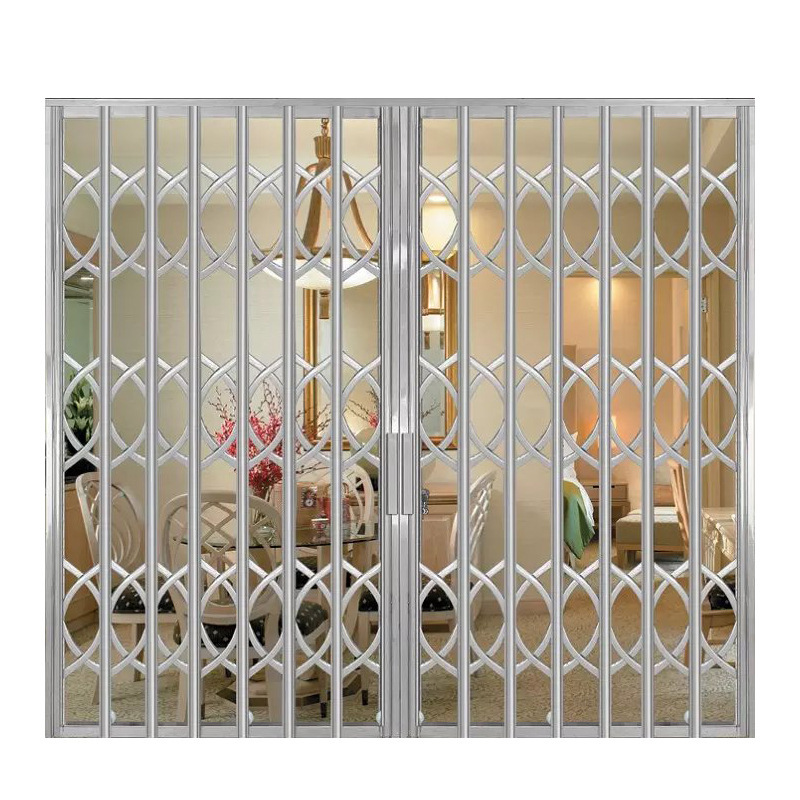 304不锈钢室外室内手动伸缩拉闸门 商店商铺工厂商用折叠推拉门