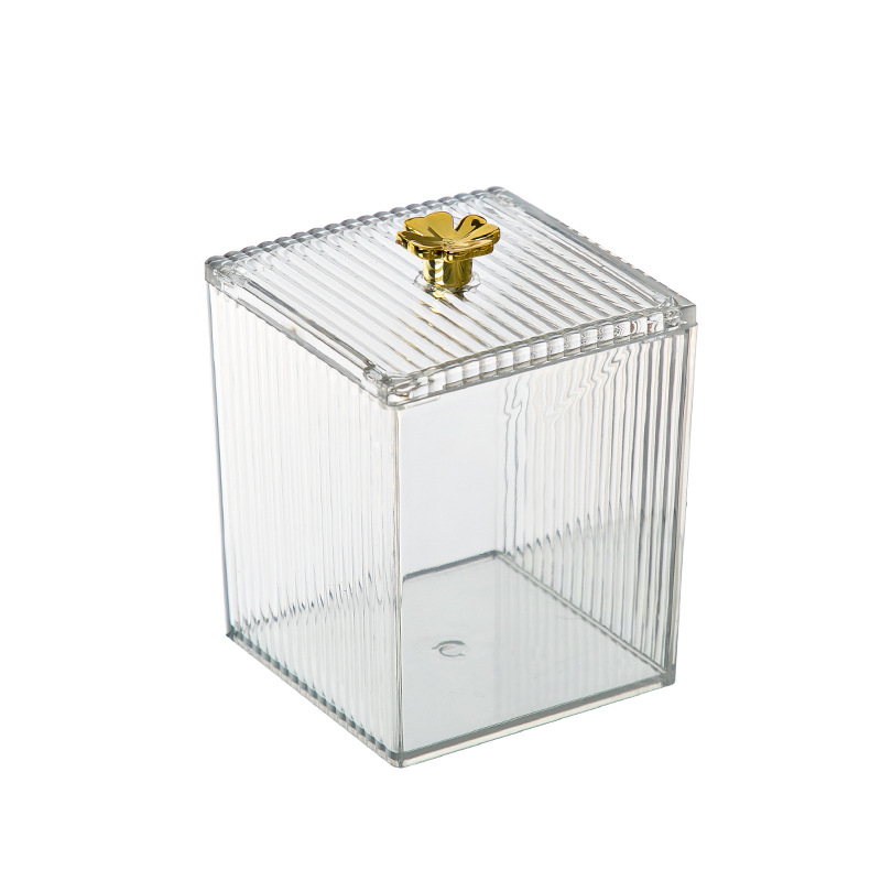 Clear with Cover Cotton Swab Storage Box Household Desk Facial Wipe Box Cotton Box Cotton Piece Box Head Rope Storage Box