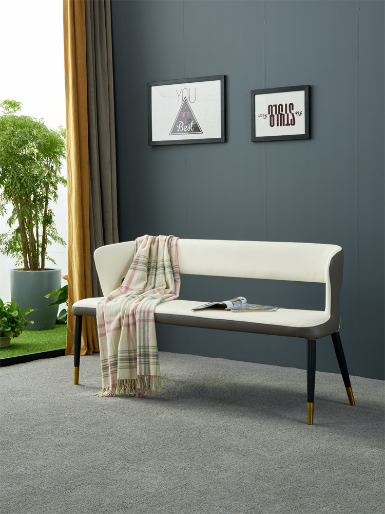 北欧现代轻奢家用双人长餐椅简约餐桌凳靠背椅小户型舒适长条餐椅