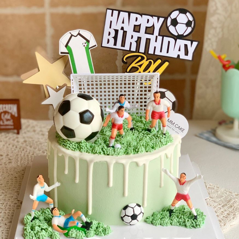 网红足球迷男孩生日蛋糕甜品台装饰足球小子摆件球衣球鞋插牌插件