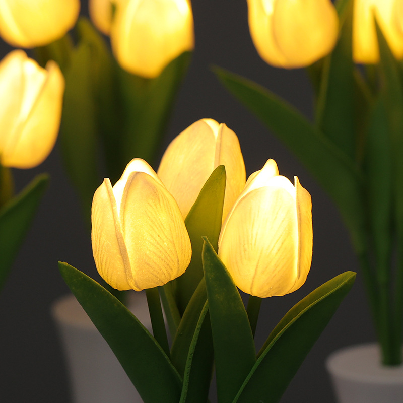 New LED Tulip Small Night Lamp Interior Decoration Bedside Decorations Ins Sleep Light Simulation Flower Ambience Light