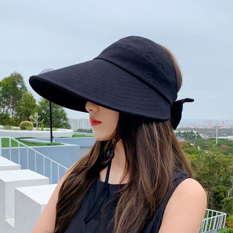 骑行帽子女防晒帽女遮脸防紫外线大帽檐可夏季棉布遮阳空顶太阳帽
