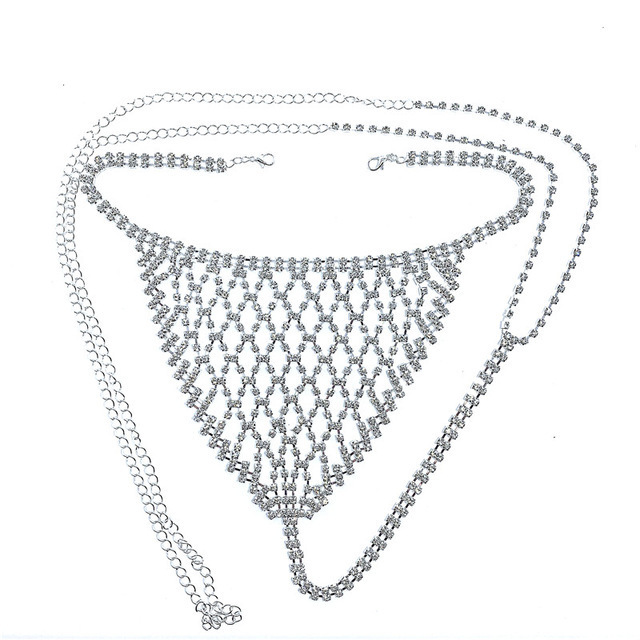 Europe and America Cross Border Hot Sale Body Chains Exaggerated Rhinestone Bikini Chest Necklace Panties Sexy Night Club Style Body Chain