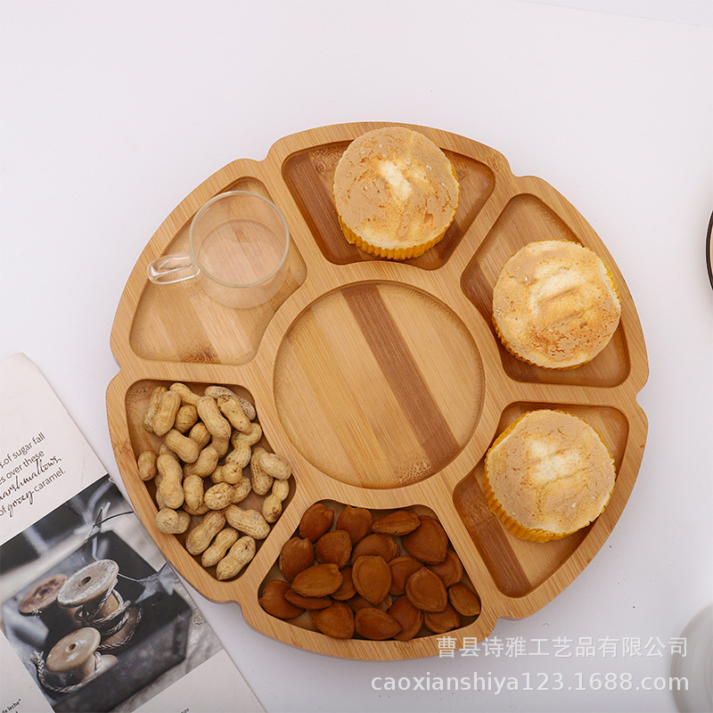 Bamboo Wood Dried Fruit Tray Creative Wooden Multi-Shape Tray Home Desktop Fruit Snack Plate Restaurant Solid Wood Dinner Plate