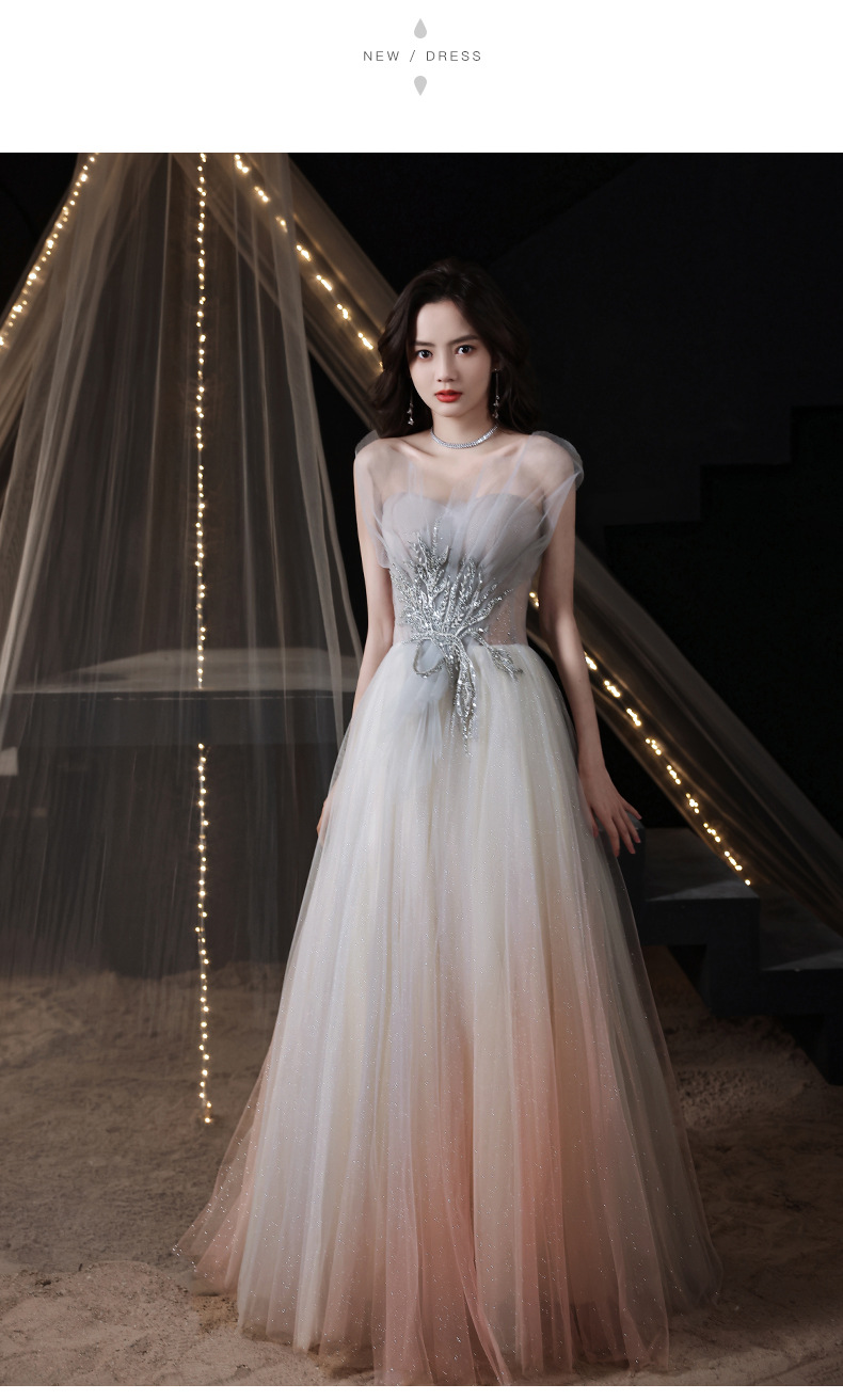 晚礼服裙春季2022新款宴会女优雅气质生日小礼裙长款主持人晚礼服