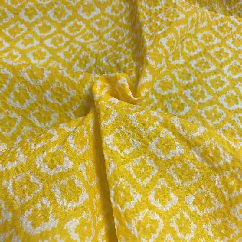 2021新款纯棉印花面料60s高端盐缩碎花泡泡布料时装连衣裙布料