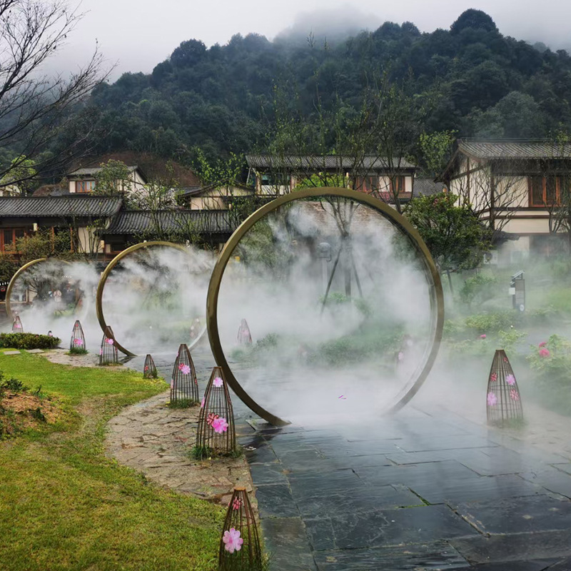 水雾灯环灯景观灯圆圈灯水雾景观圈圈造型雾化自动喷雾户外喷雾灯