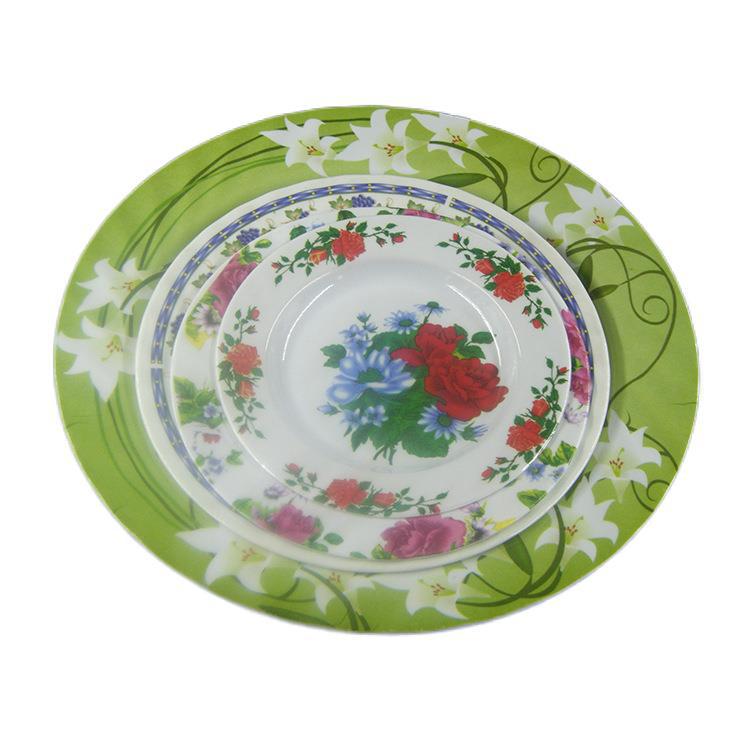 Melamine Tableware Customized Decals Exported to Southeast Asia Plastic Disc 7-Inch Melamine Dinnerware Plastic Corrugated Deep Disc