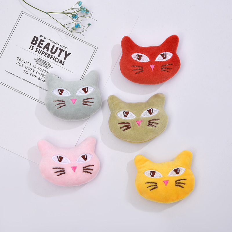 Cartoon Kitty Doll Creative Cotton Doll Three-Dimensional Cat Head Doll DIY Brooch Hair Accessories Wholesale