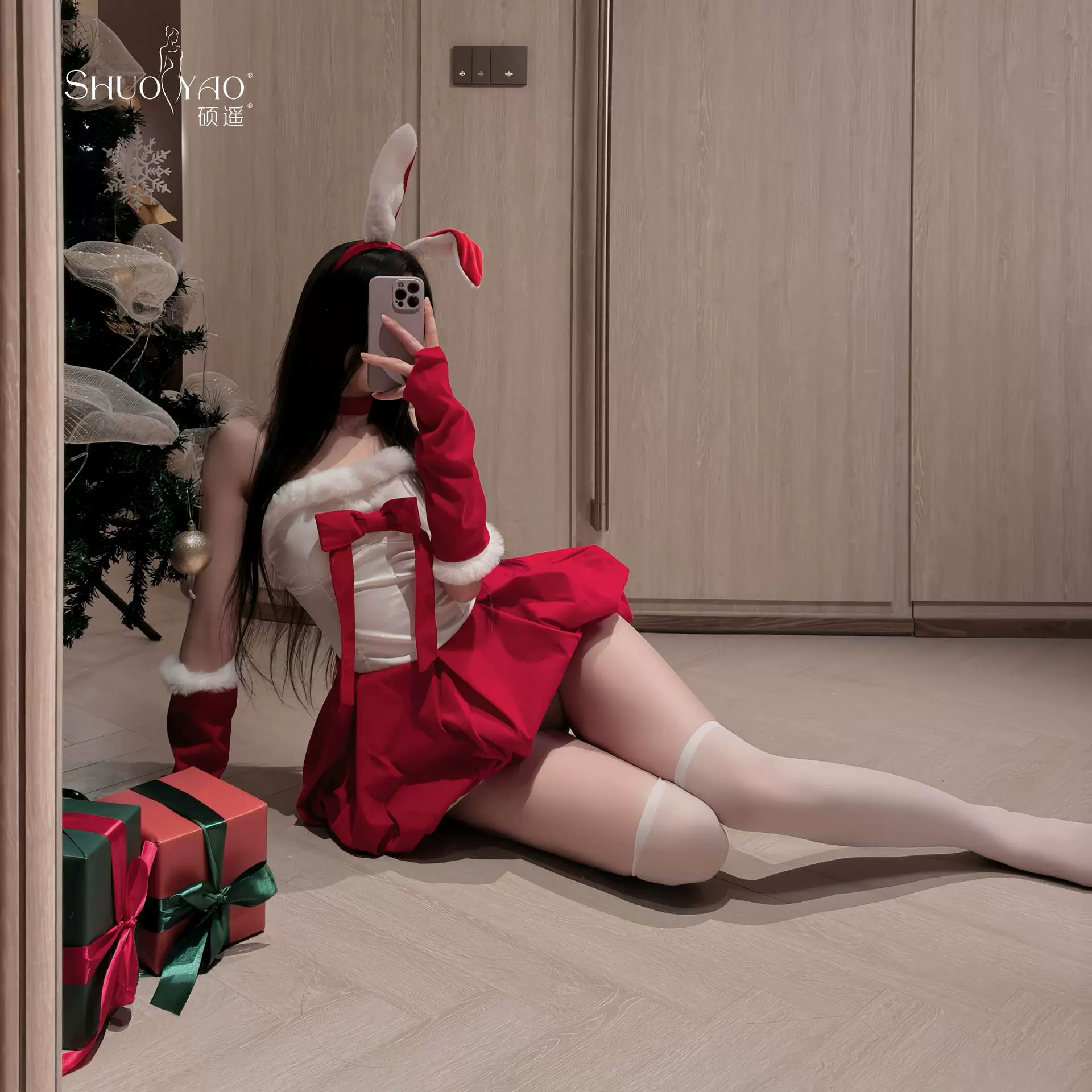硕遥情趣内衣性感圣诞战袍可爱兔女郎连衣裙新年party小礼裙012