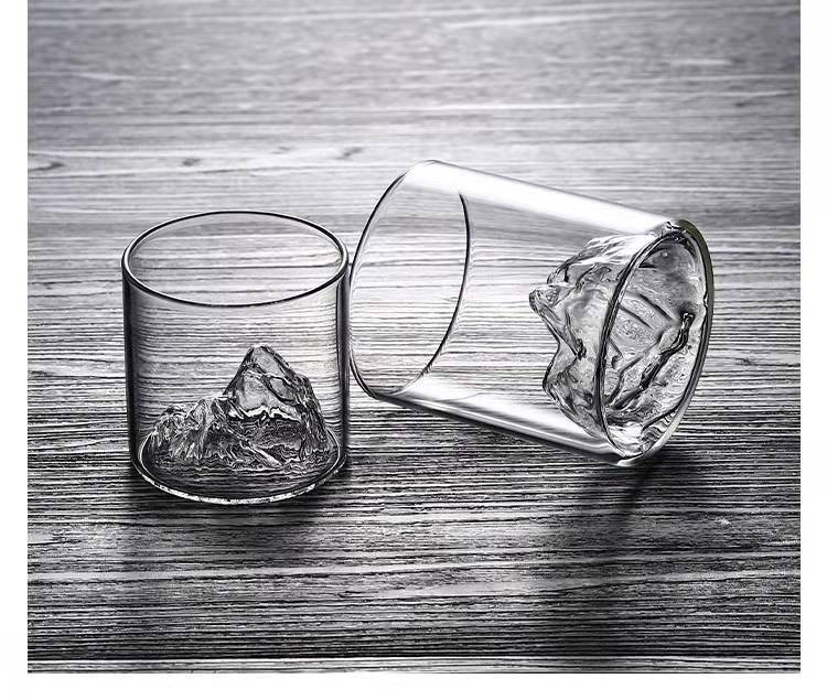 工厂玻璃水杯威士忌酒杯高档洋酒杯子啤酒杯国潮观山绿茶杯子批发