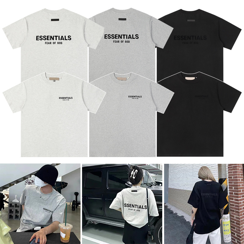 第八季essentials短袖fog纯棉宽松t恤男士情侣高街植绒字母潮牌女
