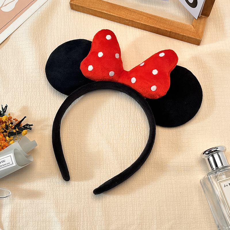 米奇发箍蝴蝶结卡通表演头饰游乐园米妮可爱发卡黑耳朵米老鼠头箍