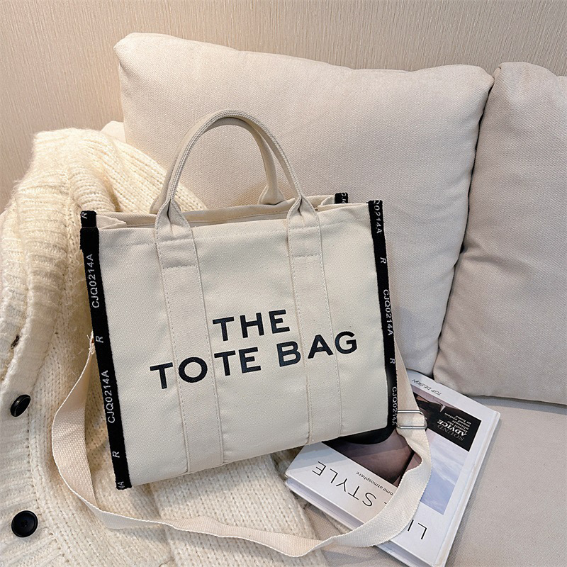 Cross-Border Tote Bag Women's Large Capacity 2022 Winter Minimalist Letters Commuter Crossbody Bag Special-Interest Design Canvas Bag