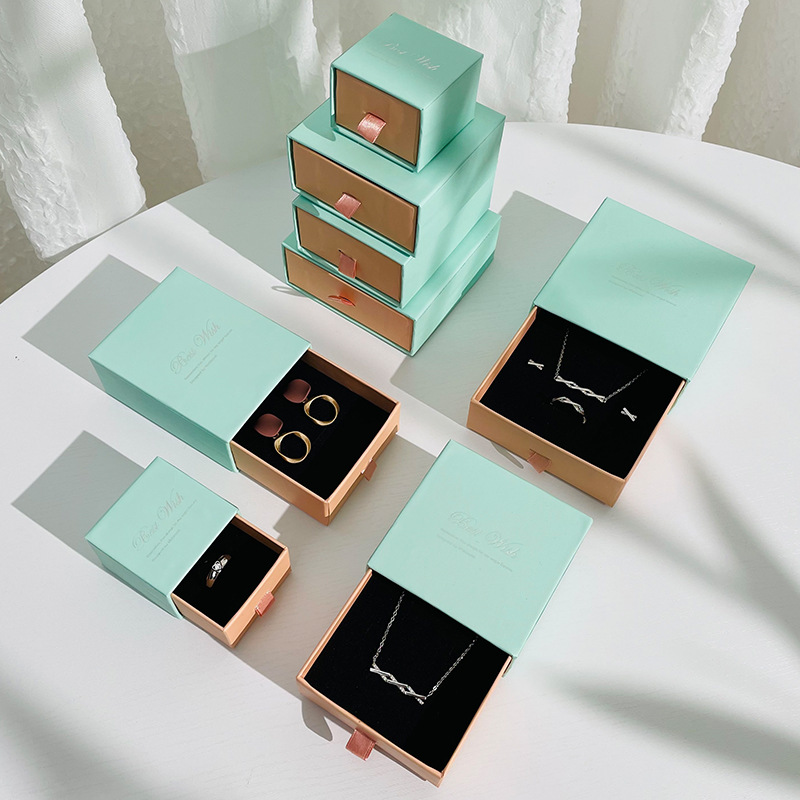 Spot Light Pink Drawer Necklace Box Jewellery Box Rings Ear Studs Earring Bracelet Ornament Drawer Gift Box