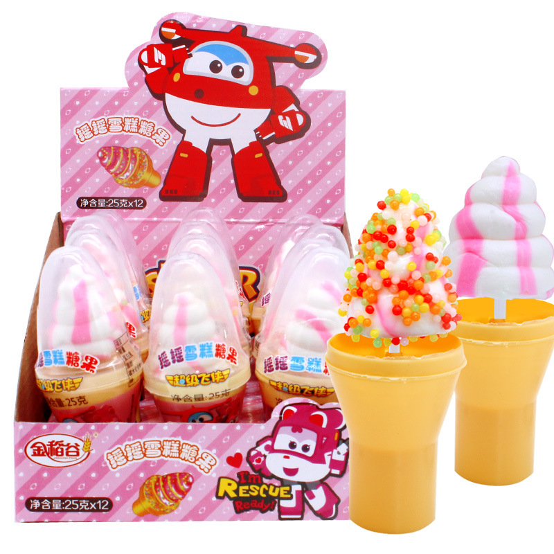 金稻谷25g摇摇雪糕棒棒糖水果味冰激凌造型零食批发休闲儿童糖果