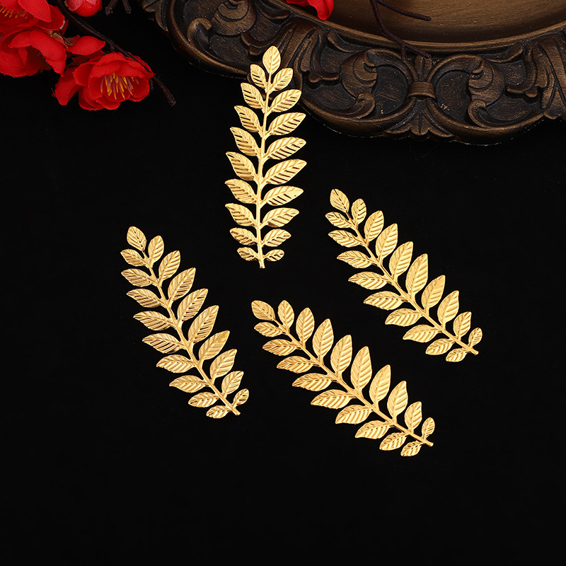 Antique DIY Metal Leaves Laminate Decoration Bride Headdress for Han Chinese Clothing Xiuhe Circular Fan Material Jewelry Accessories