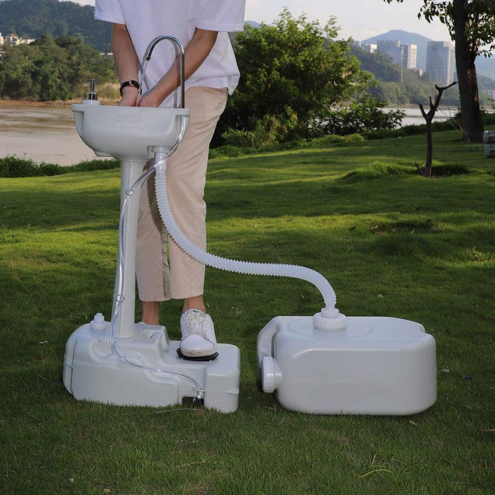 外贸移动便携式户外洗手台 简易休闲野餐工地车间脚踏洗手台