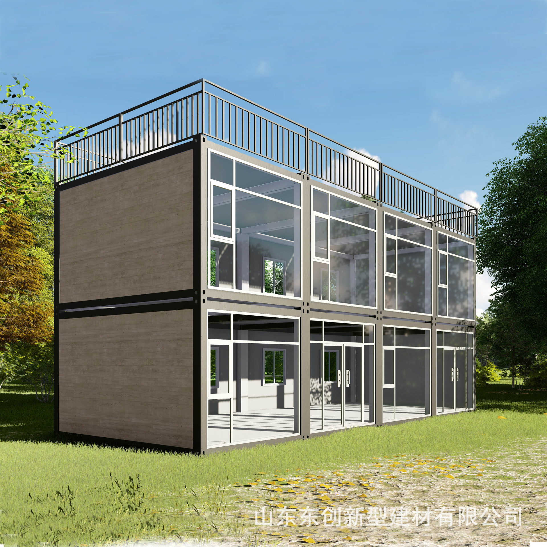 工地住人集装箱活动房 办公楼钢结构简易打包快拼箱房 打包箱房