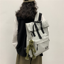 新款韩版大容量帆布包高中生防泼水双肩包可手提学生书包简约背包