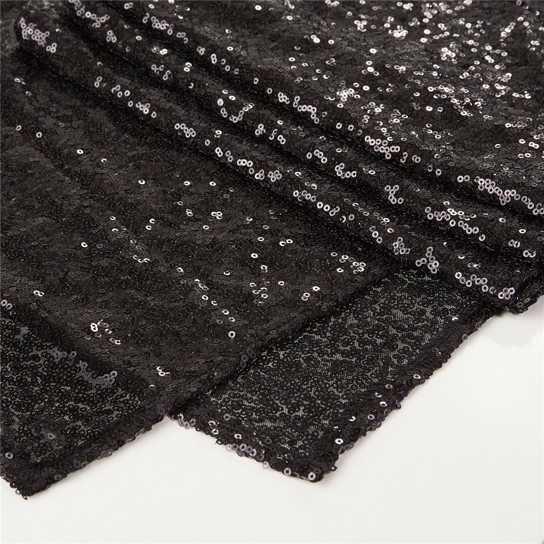 30*275cm黑色3mm亮片桌旗 节日派对装饰桌巾圣诞装饰亮片桌布桌旗