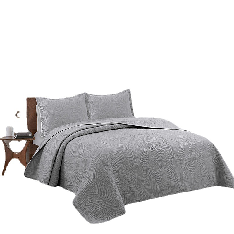 New Solid Color Knitted Bedspread Quiltedtextiles Three-Piece Cross-Border Home Textile American Simple Washed Pure Cotton Bedding