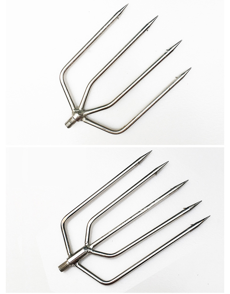 东圣钓鱼用品批发多功能鱼叉不锈钢鱼叉带倒刺扁头七齿五齿鱼叉头