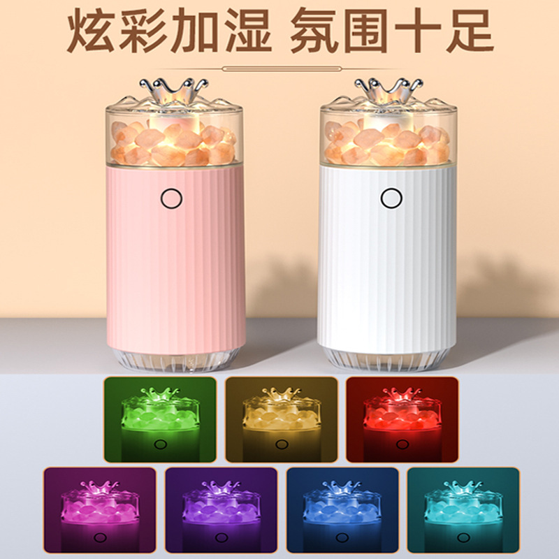 New Crystal Salt Lamp Humidifier Household Usb Small Colorful Night Light Car Aromatherapy Eternal Flower Humidifier Diy