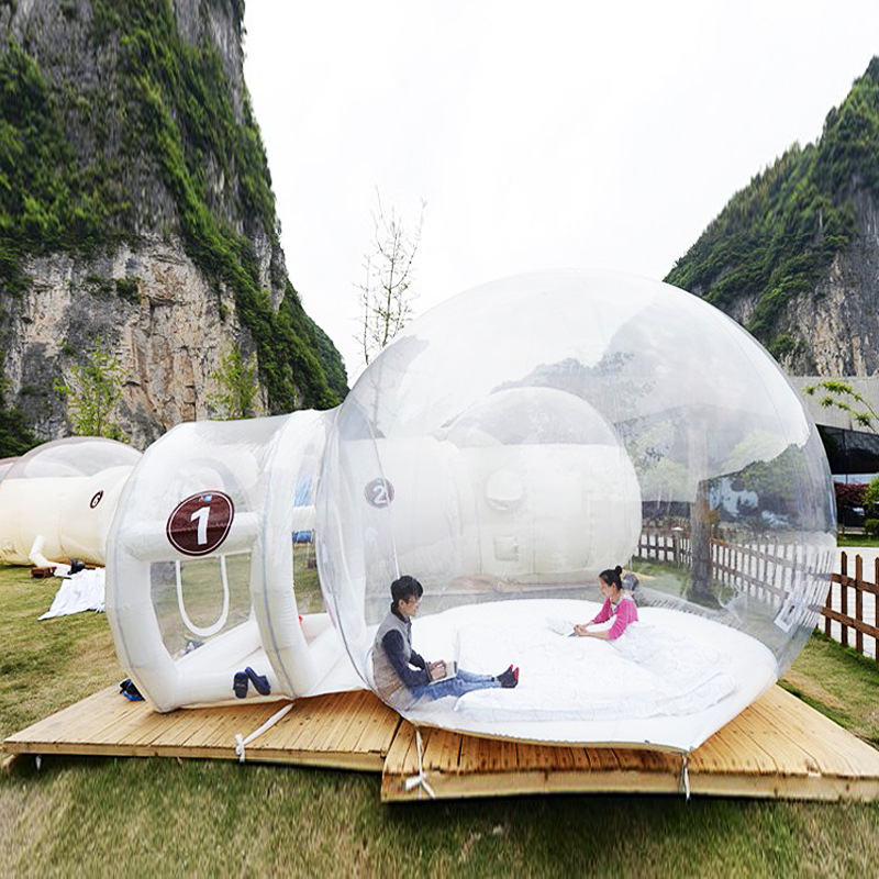 网红户外农家乐天台泡泡屋餐厅充气透明星3米空宿帐篷酒店餐饮蒙