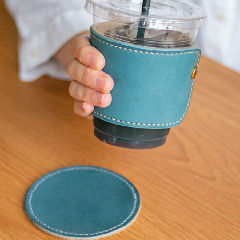 韩版唯美风饮品隔热杯套 便携式饮料杯套 可折叠奶茶咖啡套