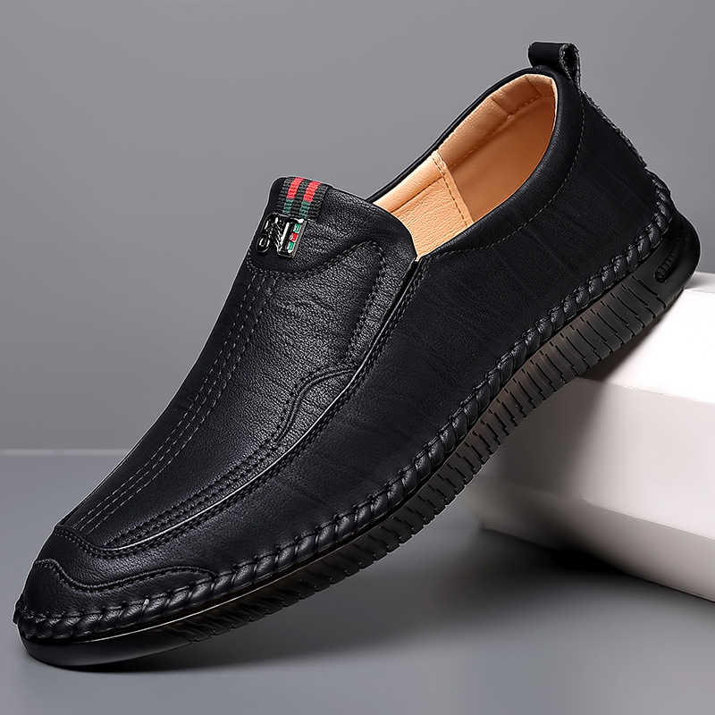 软皮软底男士皮鞋夏季百塔休闲豆豆皮鞋驾车爸爸鞋男防滑商务皮鞋
