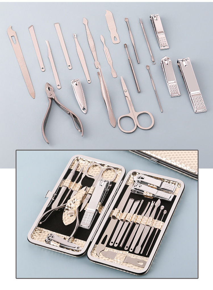 19件套指甲刀套装义乌现货家用美容修甲美甲工具礼品指甲剪套装