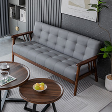 新款小户型实木小沙发简约现代茶几组合公寓复古出租房咖啡店酒店