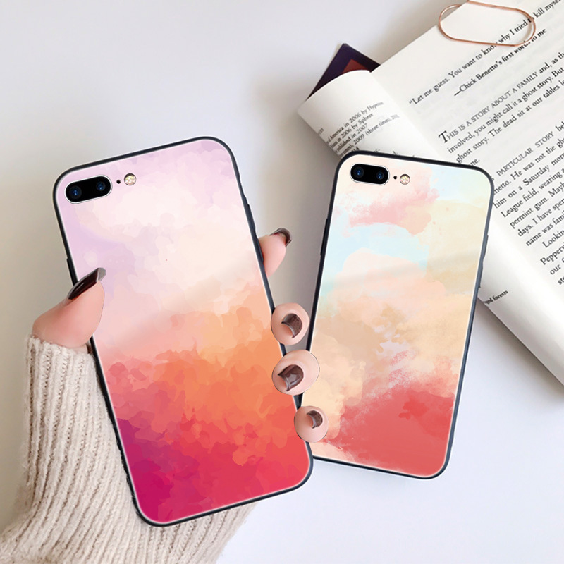 适用oppo reno5z 6pro  4se reno4 3pro 5f 2z缤纷水彩玻璃手机壳