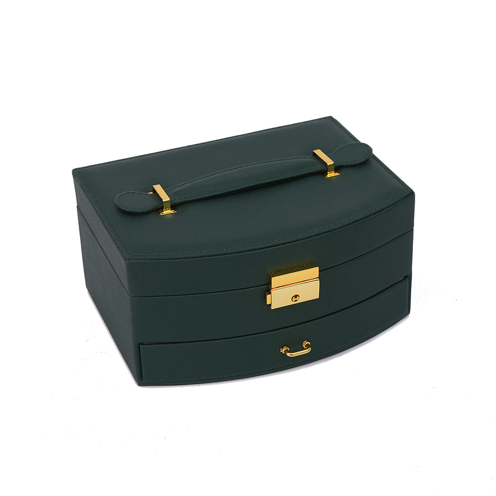 Double-Layer Children's Hair Accessories Jewelry Storage Box with Lock Drawer Jewelry Box Ear Studs Earrings Storage Jewelry Box in Stock