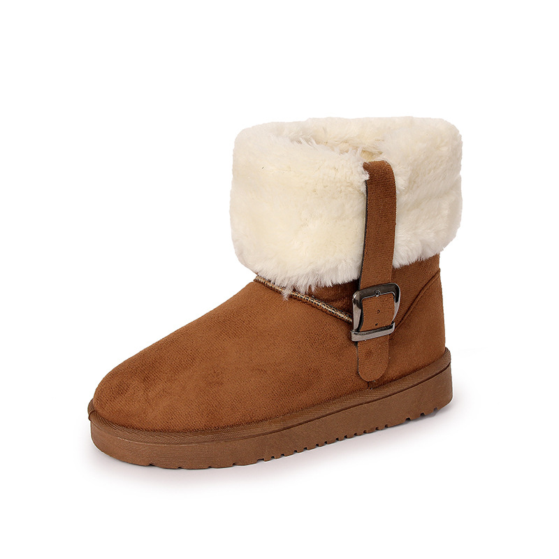 Thick Bottom Northeast Snow Boots Women's Autumn and Winter 2023 New Short Fur Booties Buckle plus Velvet Thick Cotton Shoes