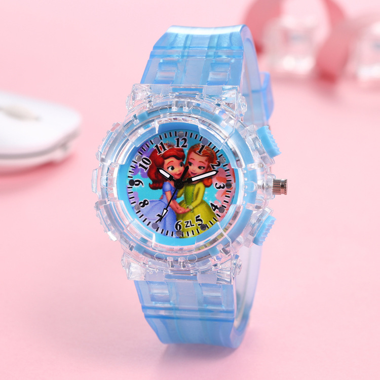 Princess Sophia Series Children's Watch Pointer Led Luminous Colorful Light Watch Boys and Girls Student Watch