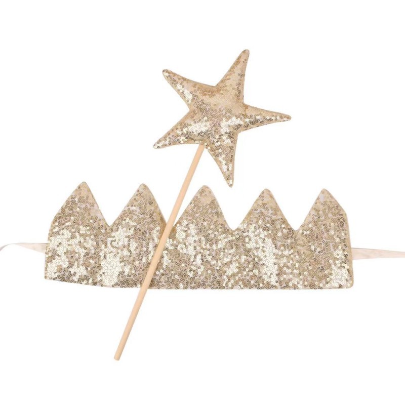 New Party Headband Birthday Crown Sequined Glitter Headband Pentagram Girl Head Buckle Decorative Hair Accessories in Stock