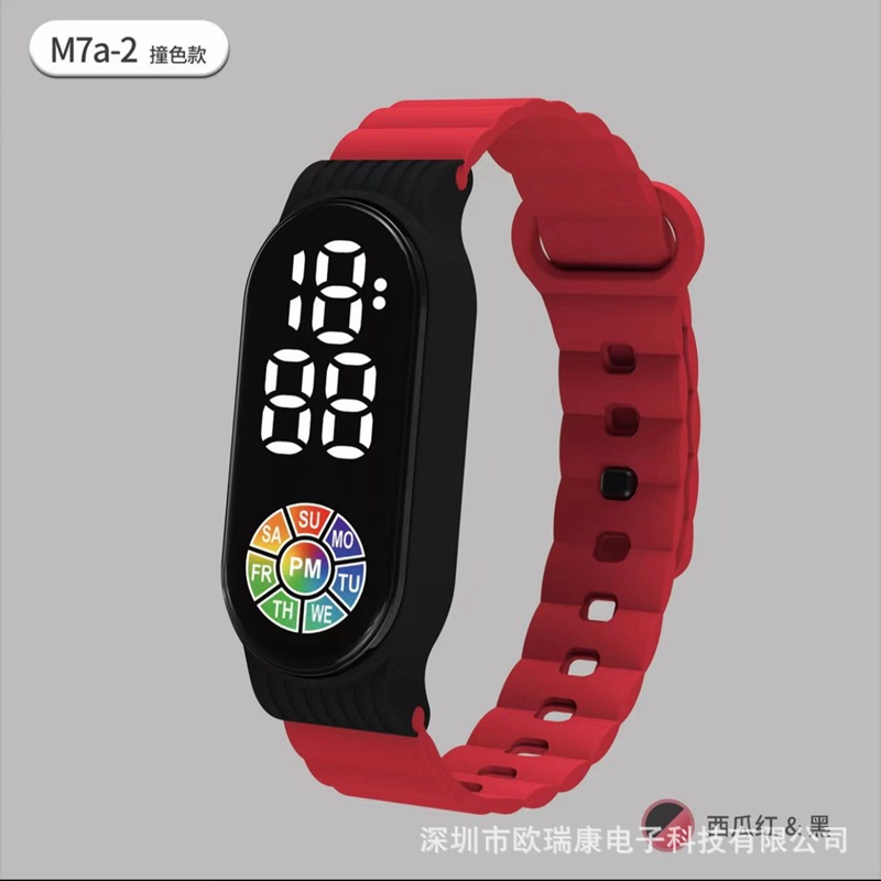 New LED Contrast Color Electronic Watch M7a-2 Student Ins Style Sporty Simplicity Fashion Factory Spot Straight