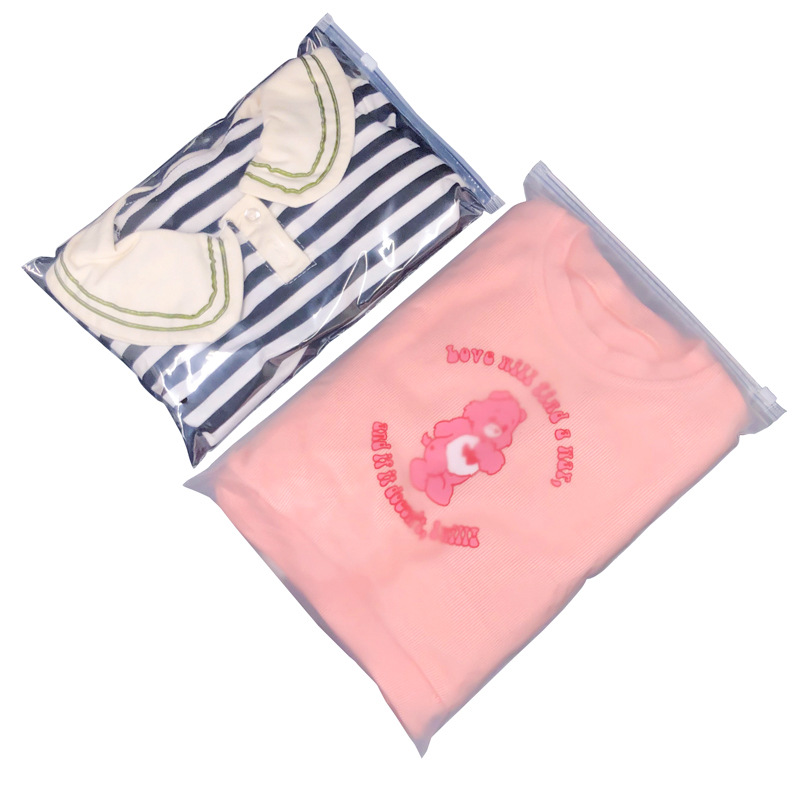 Frosted Zipper Bag Transparent Clothing Clothes Packing Bag Storage Printed Logo Thickened Plastic Gift Ziplock Bag