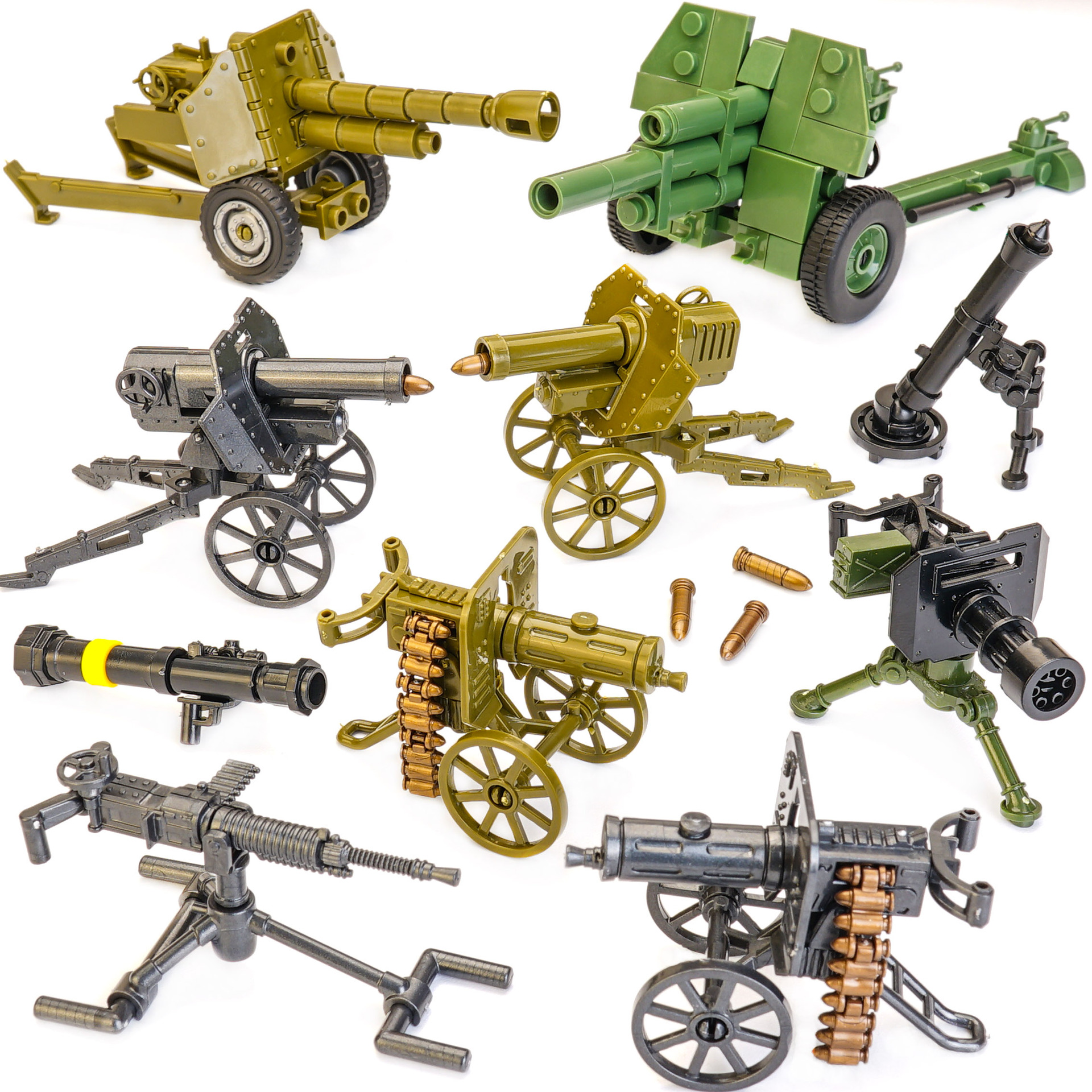 适用moc第三方武器乐高积木加特林加农炮马克沁重机山炮拼装玩