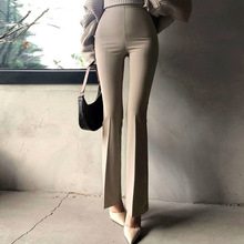 韩国2023春夏新款气质显腿长高腰显身材通勤百搭微喇休闲长裤女士