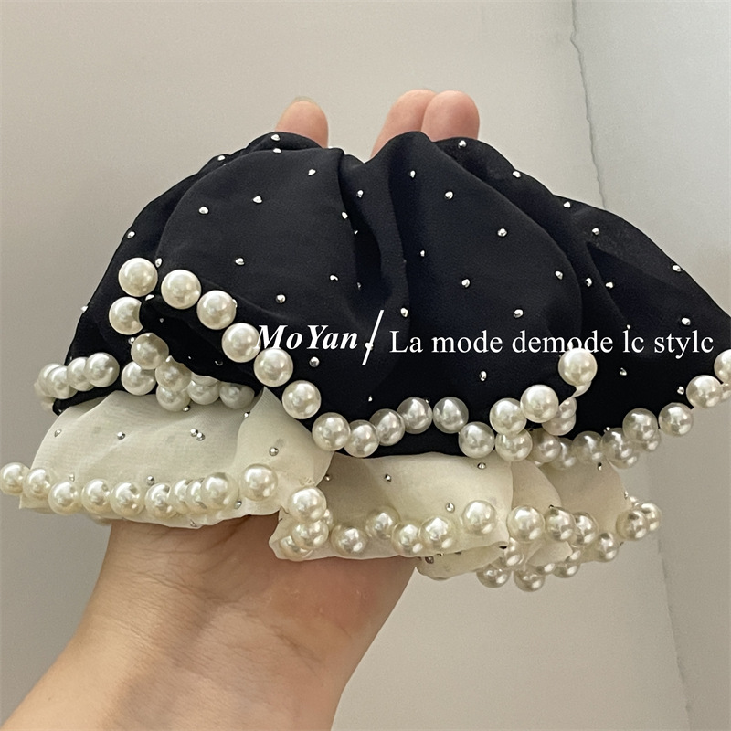 Oversized Pearl Starry Large Intestine Hair Band Ball Head Rope Rubber Band Female Hair Rope High-Grade Sense Horsetail Headwear